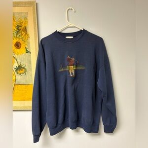 Navy Blue Sweater with Embroidered golfer Design